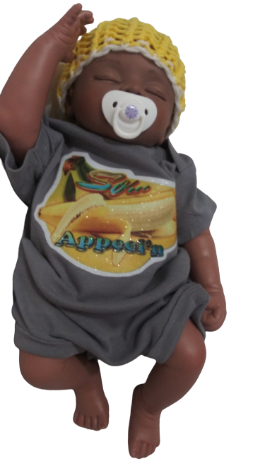 So Appeelin gray baby bodysuit glitter banana hand-pressed
Banana-themed baby bodysuit 6-12 months
www.justsaynpromos.com