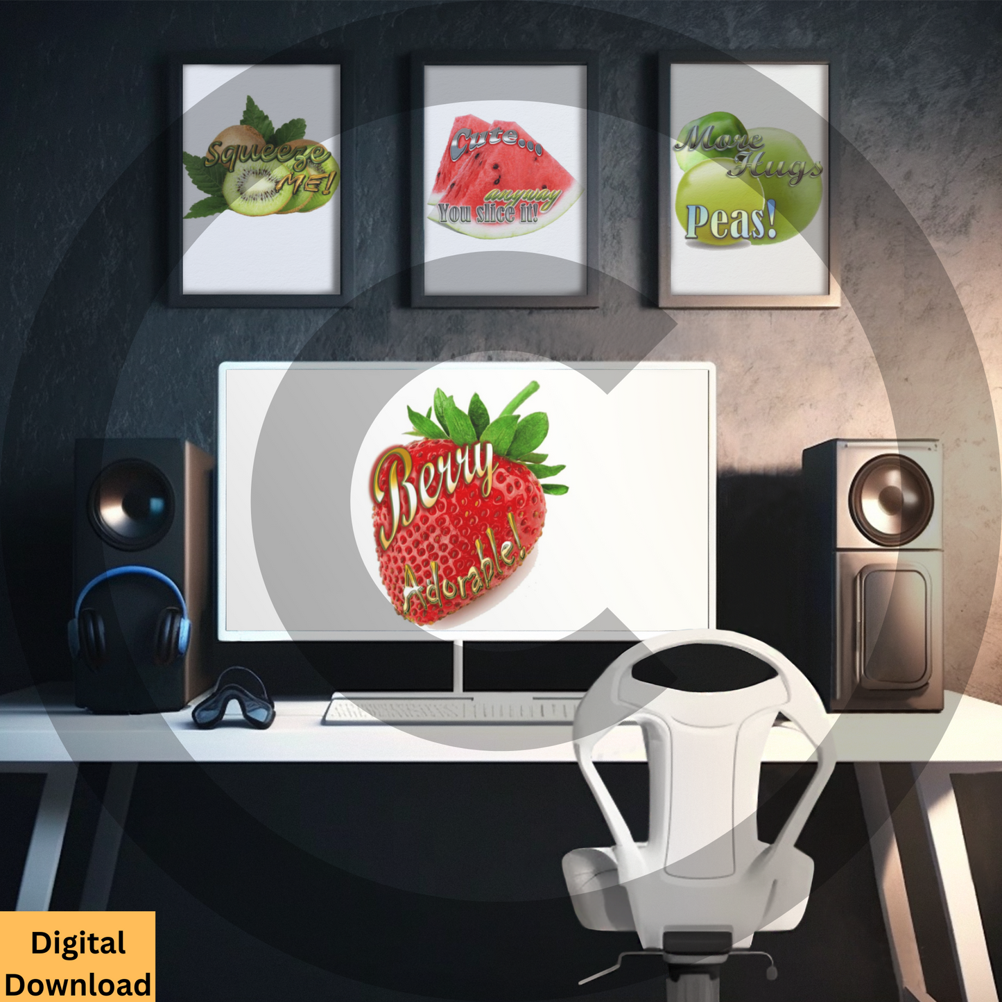 Fruit Digital Wall Art Set of 4