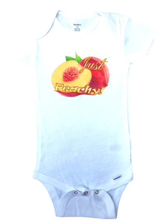 Just Peachy! Peach Baby Bodysuit White