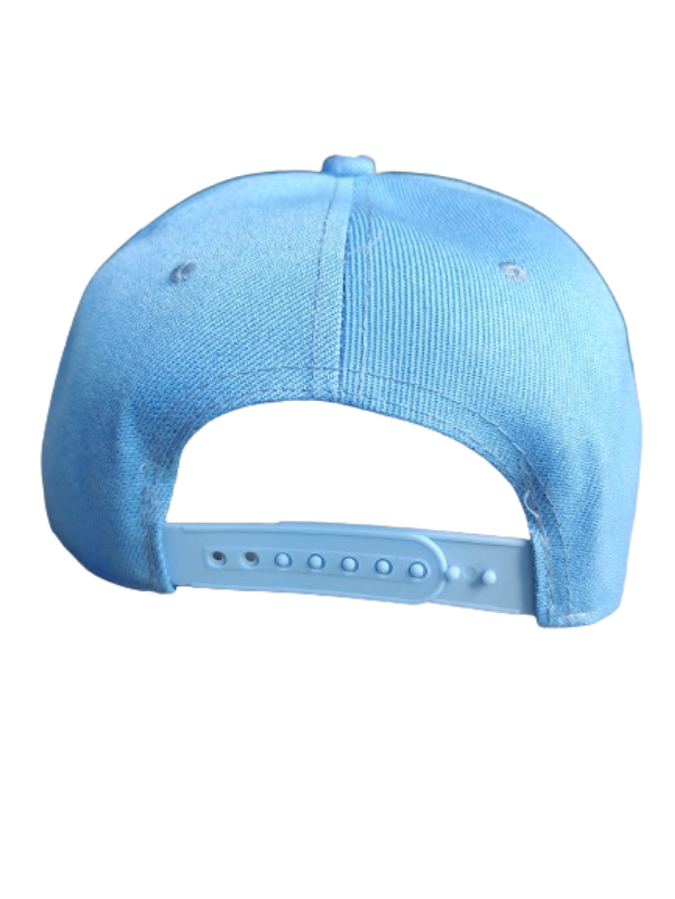 Push Through Cross Black Frame 6 Panel Flat Bill Hat Blue