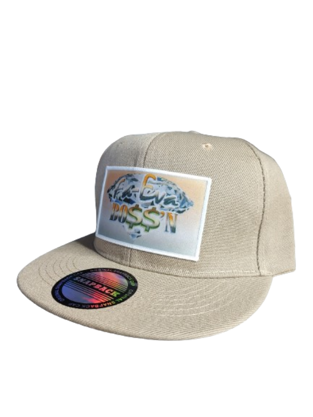 Fa-Eva Boss'n Diamond and Money Signs White Frame 6 Panel Flat Bill Hat Brown