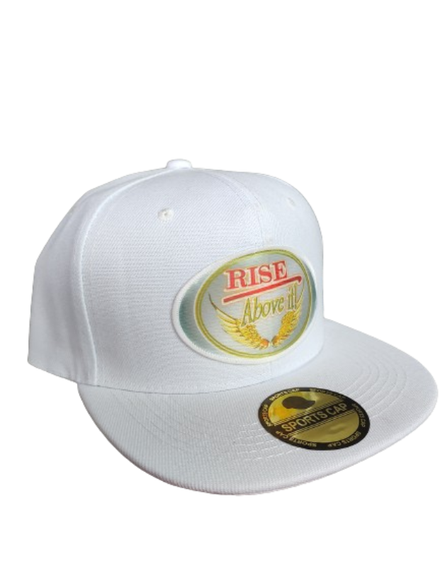 Rise Above It! Wings White Frame 6 Panel Flat Bill Hat White