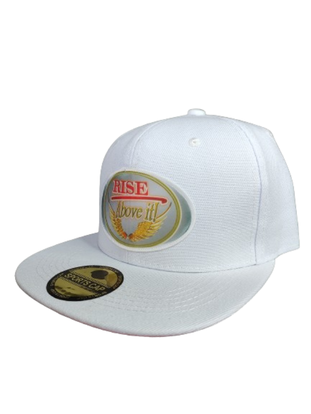 Rise Above It! Wings White Frame 6 Panel Flat Bill Hat White