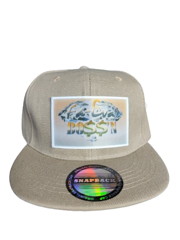 Fa-Eva Boss'n Diamond and Money Signs White Frame 6 Panel Flat Bill Hat Brown