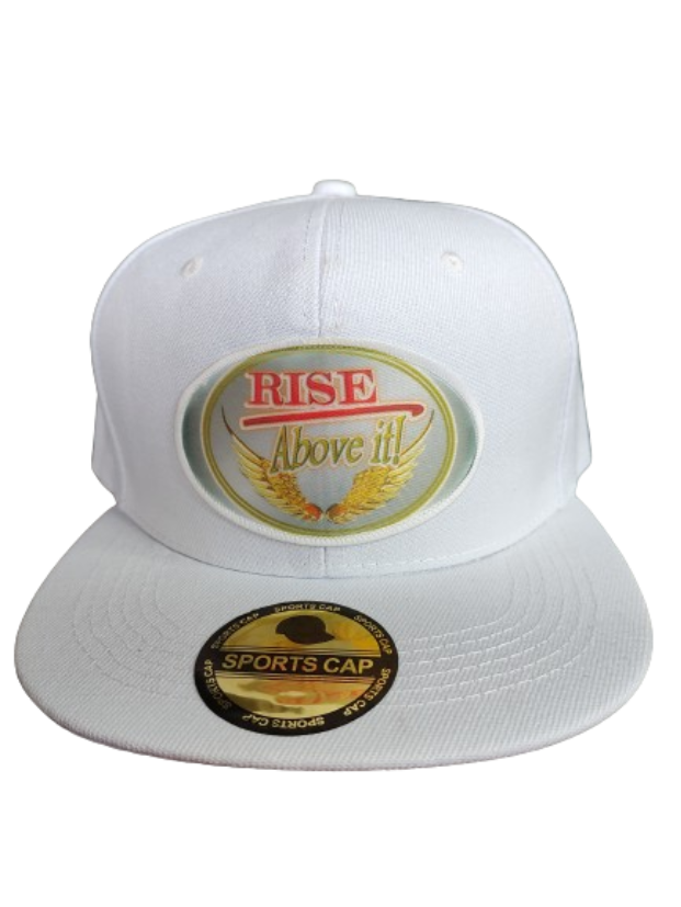 Rise Above It! Wings White Frame 6 Panel Flat Bill Hat White