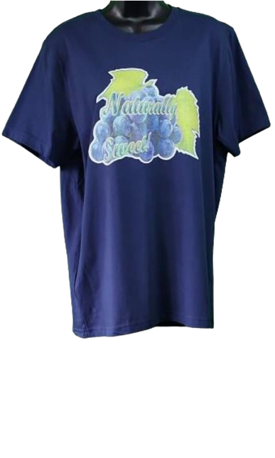 Naturally Sweet! Blue Grapes Adult Unisex Graphic Tee - Large - Dark Blue