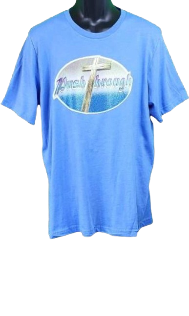 Push Through ✝️ Adult Unisex Graphic Tee - XL - Light Blue