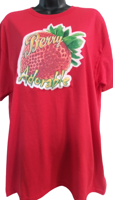 Berry Adorable Strawberry Adult Unisex T-Shirt Red