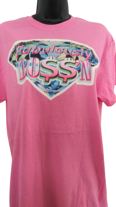 Fabulously Boss'n Diamond Adult Unisex T-Shirt Pink