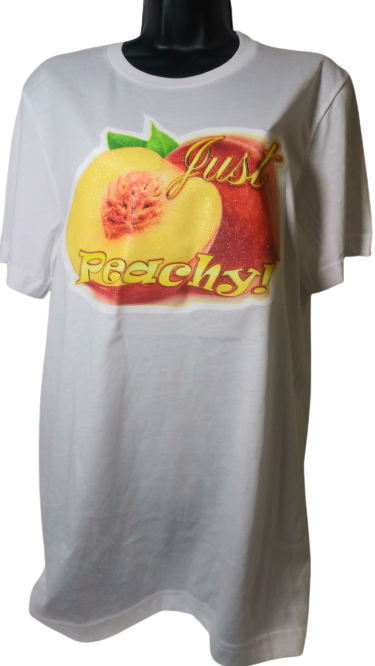 Just Peachy! Peach Unisex Adult T-Shirt White