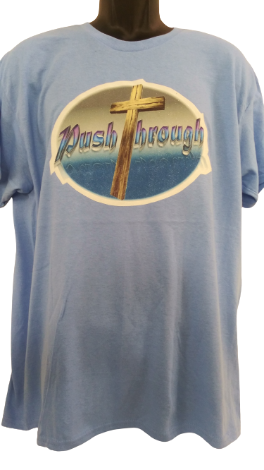 Push Through Cross Adult Unisex T-Shirt Blue