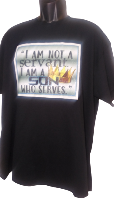 I Am Not A Servant. I Am a Son Who Serves. Gold Crown Adult Unisex T-Shirt Black